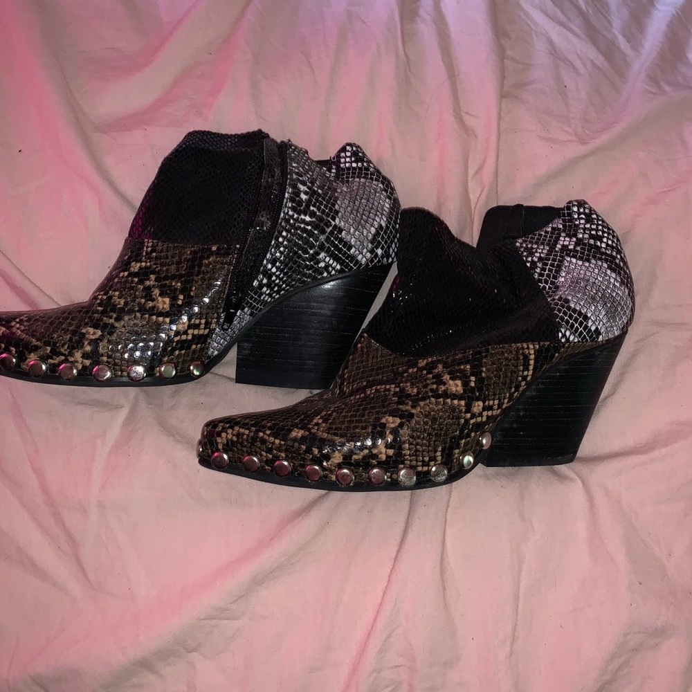 Jeffrey Campbell free people snakeskin booties